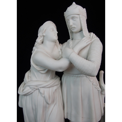 625 - A PARIAN FIGURE OF A KNIGHT AND FEMALE COMPANION