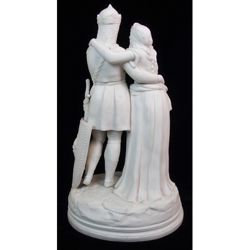 625 - A PARIAN FIGURE OF A KNIGHT AND FEMALE COMPANION