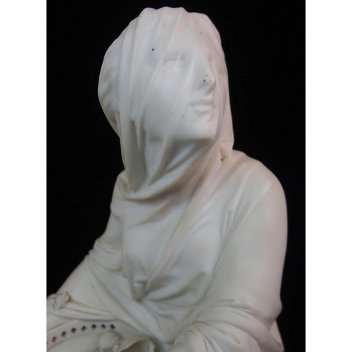 626 - A PARIAN FIGURE OF A KNEELING VEILED WOMAN