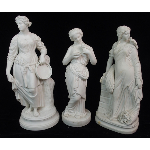 628 - A PARIAN FIGURE OF A WOMAN HOLDING A TAMBOURINE