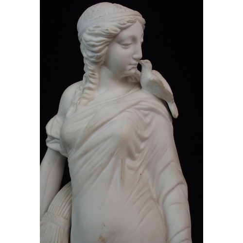 628 - A PARIAN FIGURE OF A WOMAN HOLDING A TAMBOURINE