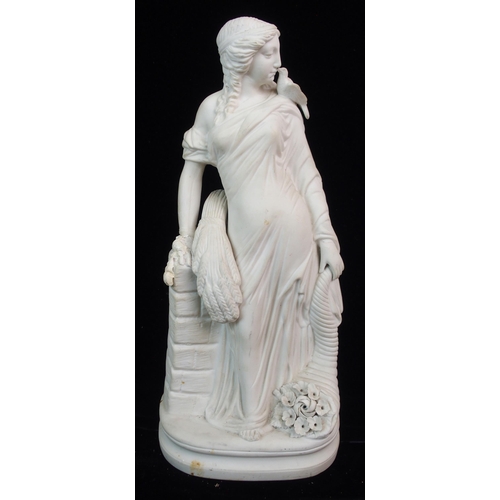 628 - A PARIAN FIGURE OF A WOMAN HOLDING A TAMBOURINE