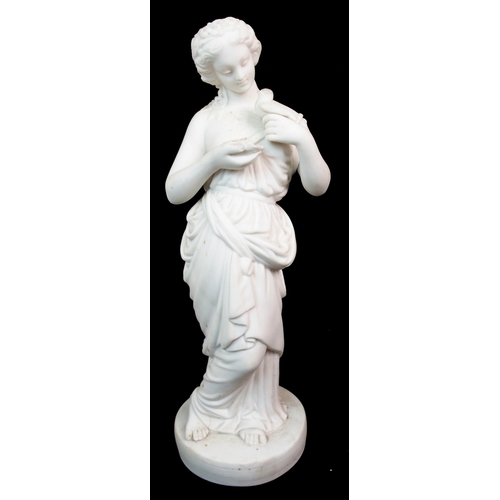 628 - A PARIAN FIGURE OF A WOMAN HOLDING A TAMBOURINE