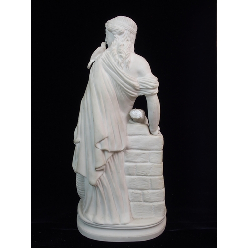 628 - A PARIAN FIGURE OF A WOMAN HOLDING A TAMBOURINE