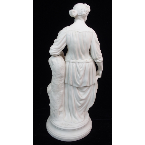 628 - A PARIAN FIGURE OF A WOMAN HOLDING A TAMBOURINE