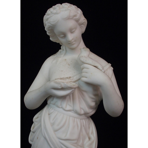 628 - A PARIAN FIGURE OF A WOMAN HOLDING A TAMBOURINE