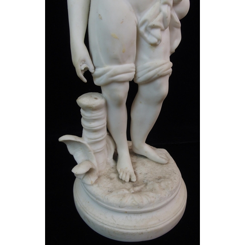 629 - A PARIAN FIGURE OF A MAN TITLED WOODMAN