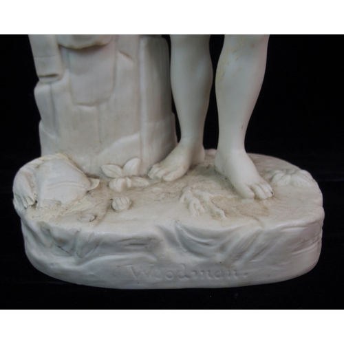 629 - A PARIAN FIGURE OF A MAN TITLED WOODMAN