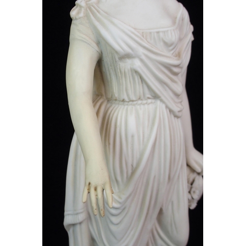 631 - A PARIAN CENTREPIECE MODELLED AS A STANDING WOMAN