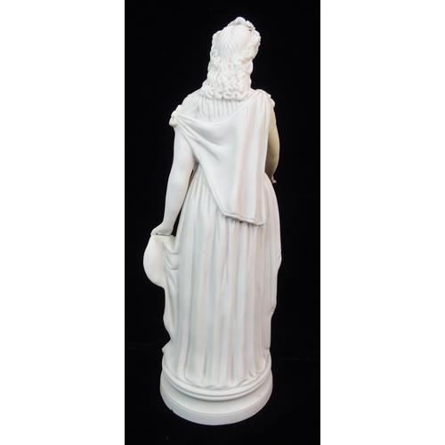 631 - A PARIAN CENTREPIECE MODELLED AS A STANDING WOMAN