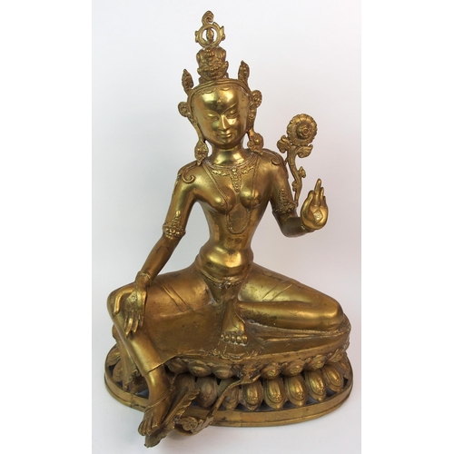 65 - A LARGE BRASS BODHISATTVA