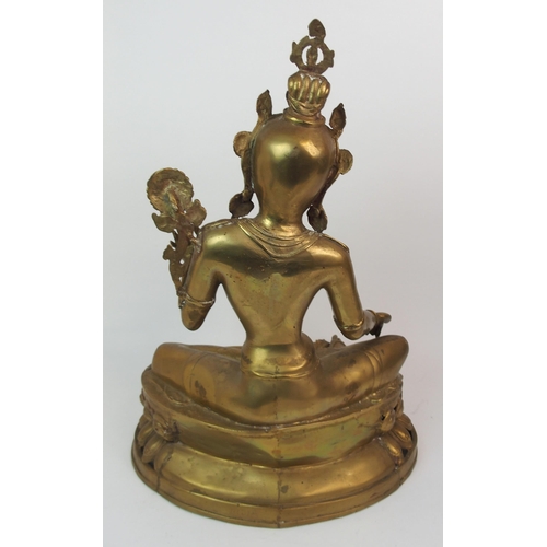 65 - A LARGE BRASS BODHISATTVA