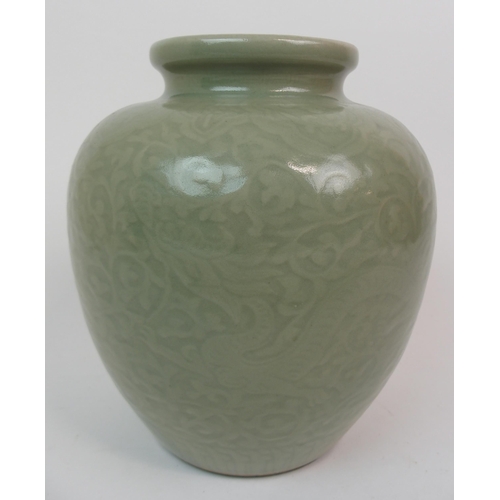 67 - A CHINESE CELADON BALUSTER VASE