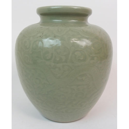 67 - A CHINESE CELADON BALUSTER VASE