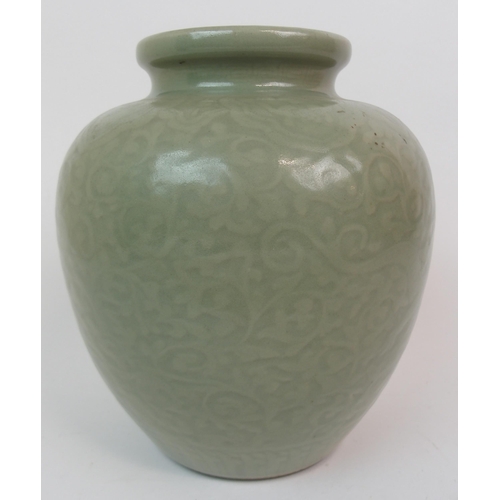 67 - A CHINESE CELADON BALUSTER VASE