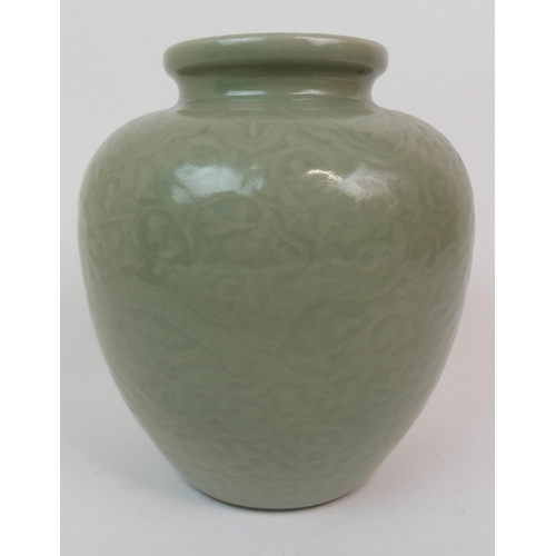 67 - A CHINESE CELADON BALUSTER VASE