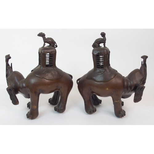 72 - A PAIR OF CHINESE BRONZE INCENSE BURNERS