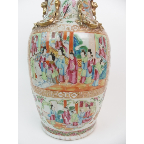 76 - A CANTON FAMILLE ROSE VASE