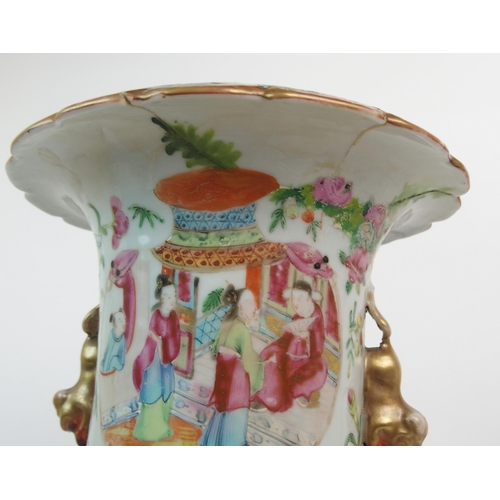 76 - A CANTON FAMILLE ROSE VASE