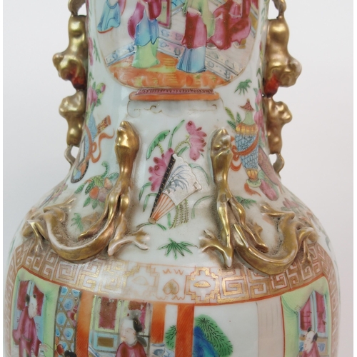 76 - A CANTON FAMILLE ROSE VASE