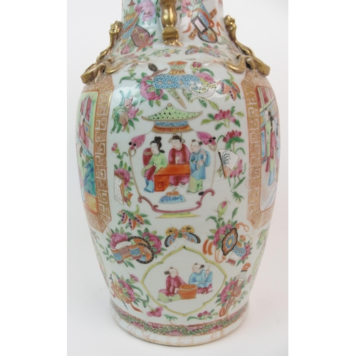 76 - A CANTON FAMILLE ROSE VASE