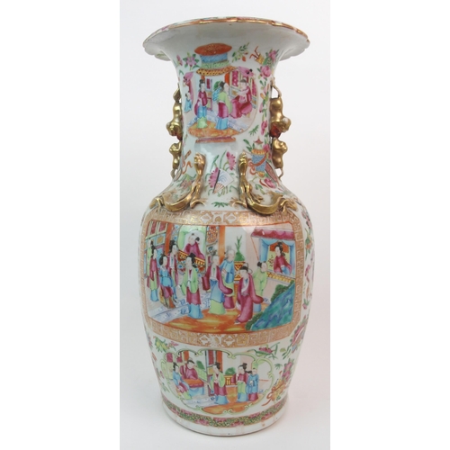 76 - A CANTON FAMILLE ROSE VASE