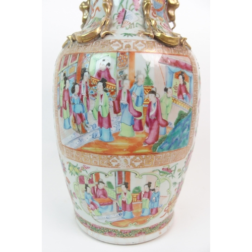 76 - A CANTON FAMILLE ROSE VASE