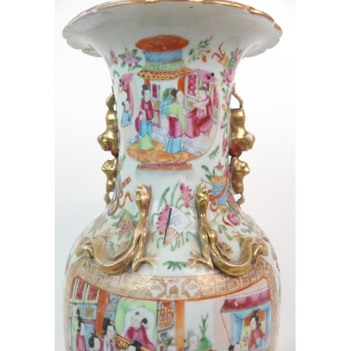 76 - A CANTON FAMILLE ROSE VASE