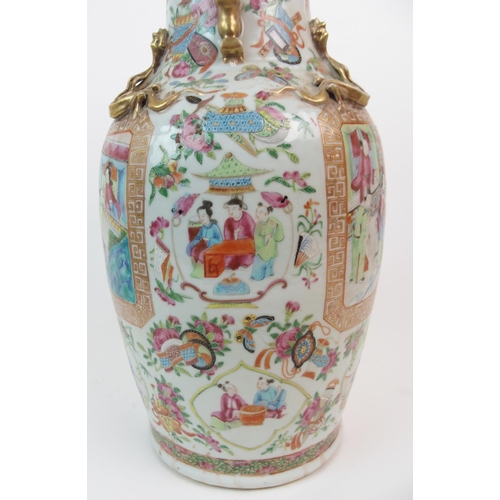 76 - A CANTON FAMILLE ROSE VASE