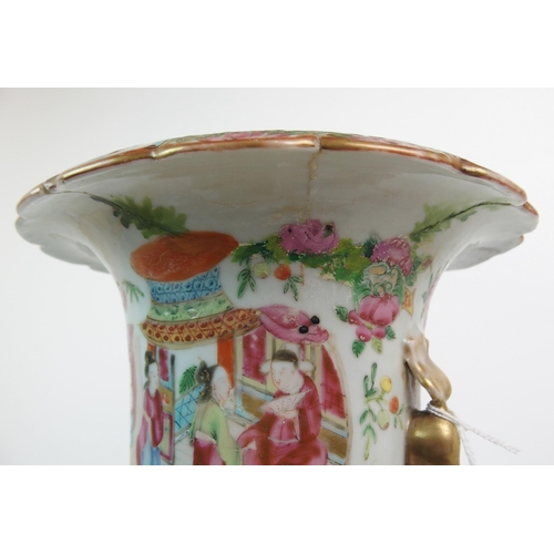 76 - A CANTON FAMILLE ROSE VASE