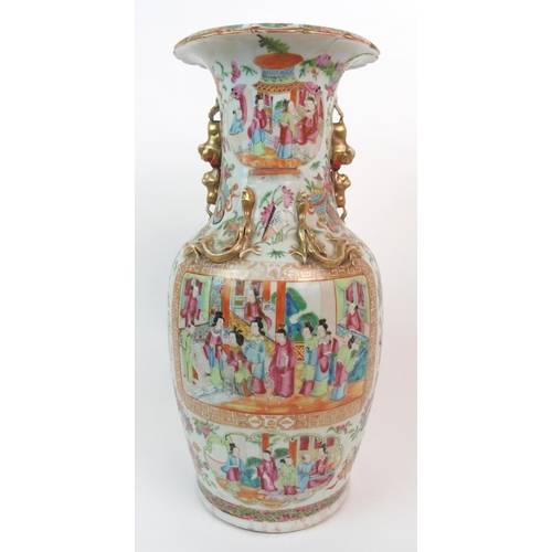 76 - A CANTON FAMILLE ROSE VASE