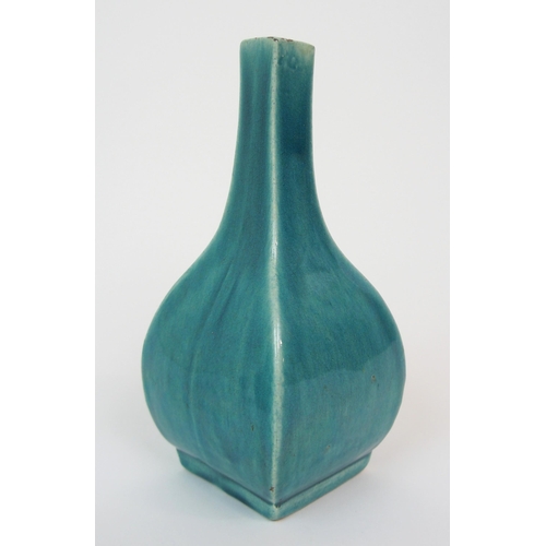 85 - A CHINESE TURQUOISE GLAZED SQUARE SHAPED VASE