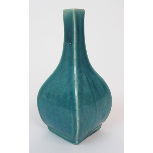 85 - A CHINESE TURQUOISE GLAZED SQUARE SHAPED VASE