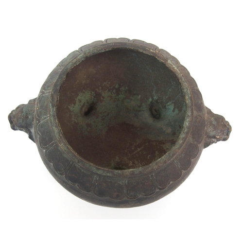 89 - A CHINESE BRONZE CENSER AND COVER