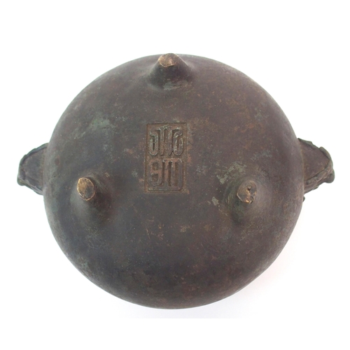 89 - A CHINESE BRONZE CENSER AND COVER