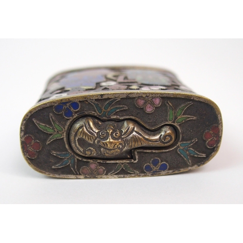 90 - A CHINESE CLOISONNE AND WHITE METAL OPIUM BOX