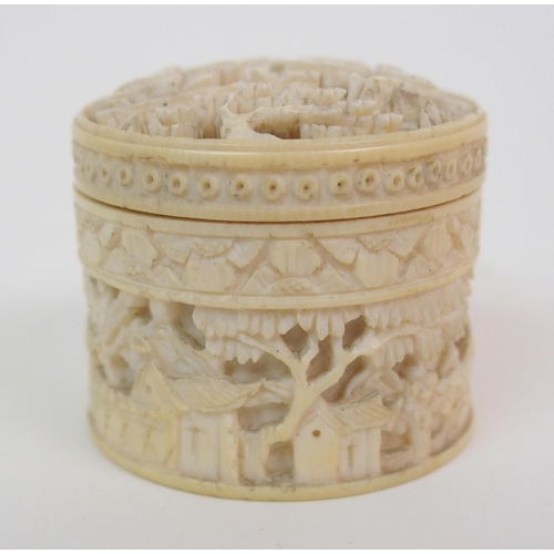 95 - A CANTON CARVED IVORY GAME COUNTER BOX