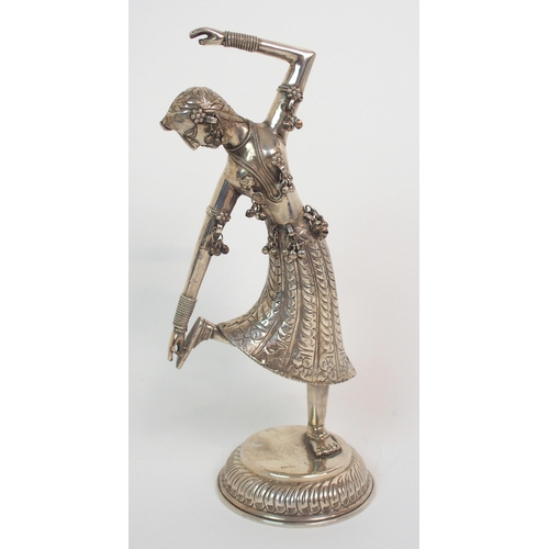 97 - AN INDIAN SILVER DANCING FIGURE OF A YOUNG WOMAN