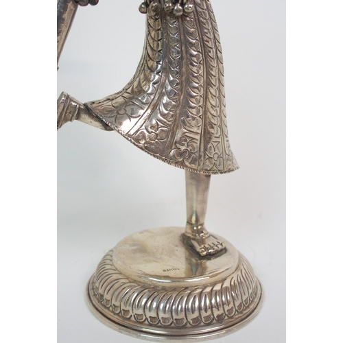 97 - AN INDIAN SILVER DANCING FIGURE OF A YOUNG WOMAN