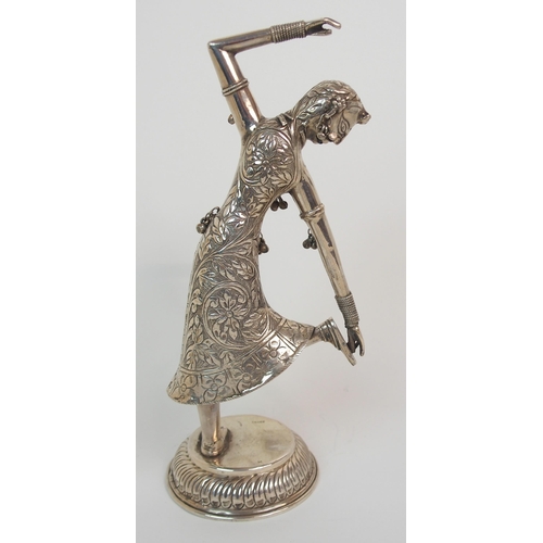 97 - AN INDIAN SILVER DANCING FIGURE OF A YOUNG WOMAN