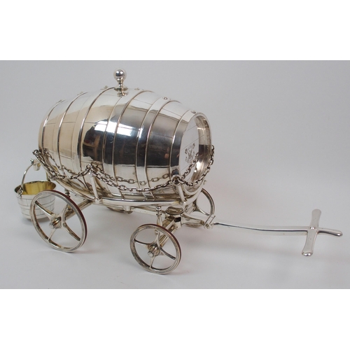 154 - A Victorian silver plated whisky cask