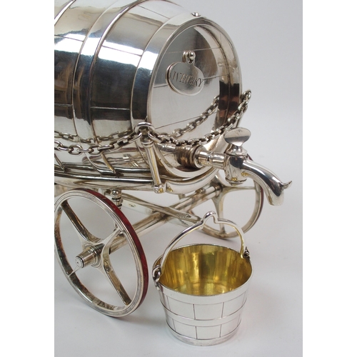 154 - A Victorian silver plated whisky cask