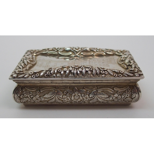 157 - A William IV silver Castle Top snuff box