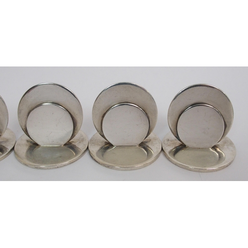 169 - A set of six silver menu holders