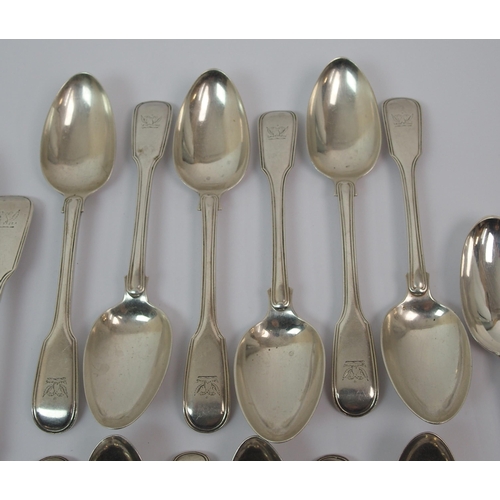 170 - A set of six George III silver tablespoons