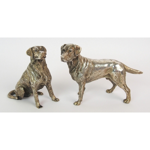 176 - A cast silver model of a Labrador dog