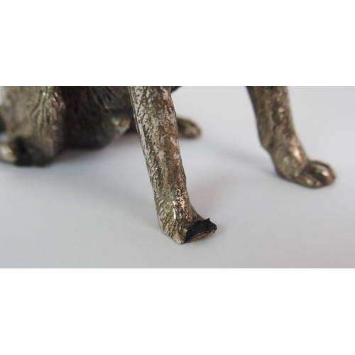 176 - A cast silver model of a Labrador dog