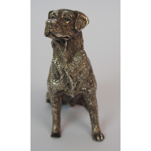 176 - A cast silver model of a Labrador dog