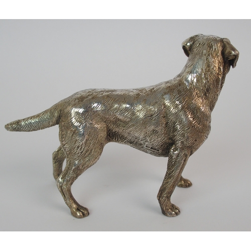 176 - A cast silver model of a Labrador dog