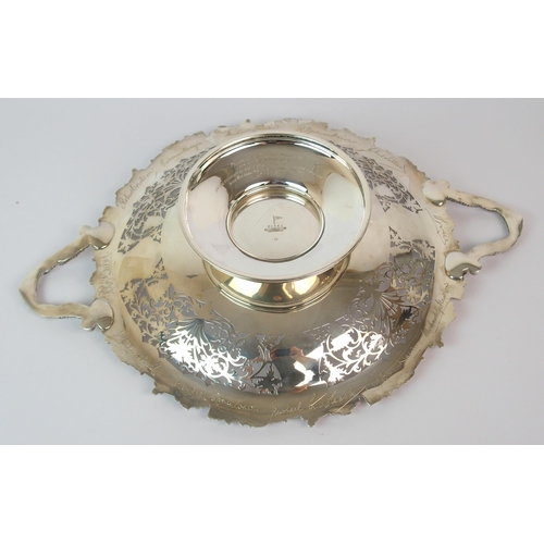 189 - A silver double handled pedestal dish